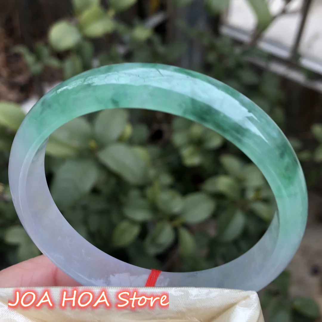 

Exquisitely Hand-carved Quality Rare Ice Floating Flower Jadeite Bangle Natural A Grade Jade Bracelet Handring Emerald Jewelry