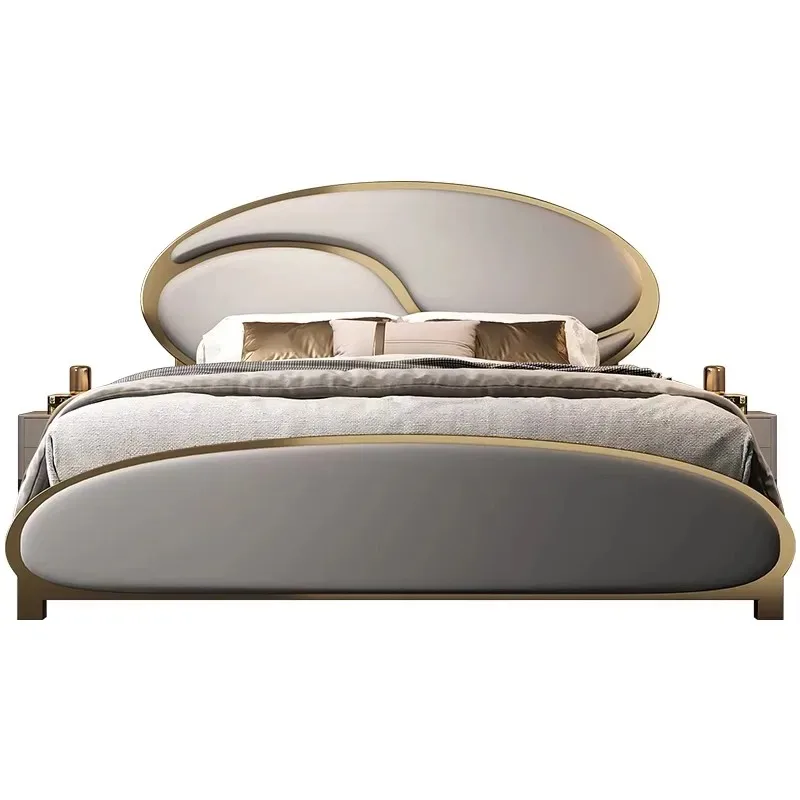 Gray Double Storage Bed Set Luxury Leather Designer Adults Modern Bedroom Cama De Casal Furniture Home