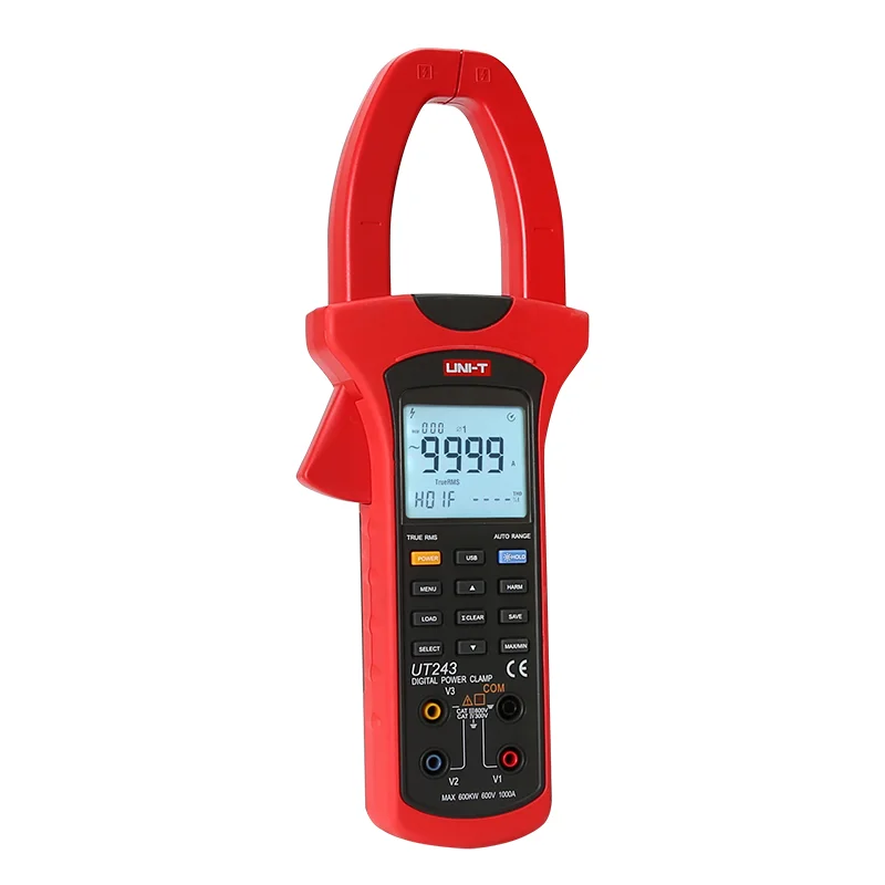 UNI-T UT243 Clamp Harmonic Power Meter 9999 Counts USB Data Transmission Clamp Power Meter Digital Clamp Meter