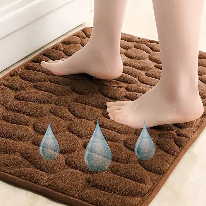 Super Absorbent Cobblestone Bathroom Rugs Comfortable Washable Non-Slip Floor mats for Bathroom Kitchen