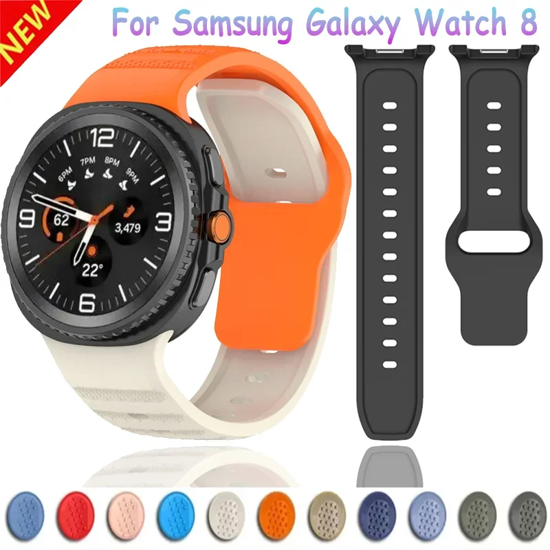 Silikonarmband für Samsung Galaxy Watch 8 40 mm 44 mm, sportliches, weiches, atmungsaktives Ersatzarmband für Galaxy Watch 8 Classic 46 mm