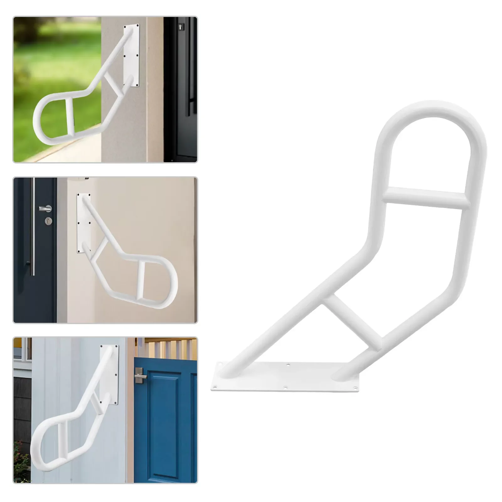 25 "U-Shaped Wall Mount Handrails สําหรับกลางแจ้ง 1-3 ขั้นตอนคว้าบาร์เหล็กคาร์บอนสีขาว Handrail สําหรับ Garden สิ่งอํานวยความสะดวกโรงแรม porches