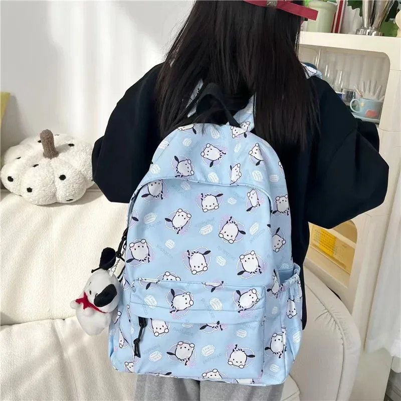 The New Sanrio Cute Girly Heart Backpack Cartoon Pochacco Large-capacity Nylon Schoolbag Student High-value Backpack Gift