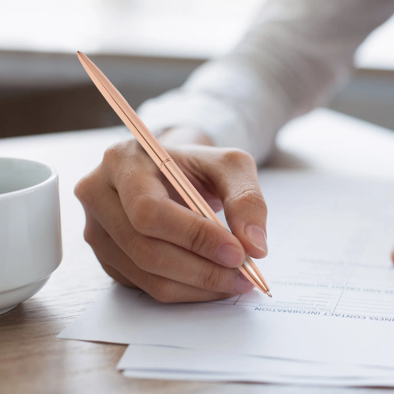 

2Pcs Desktop Business Pen Solid Metal Ballpoint Comfortable Grip Long Lasting Use Ballpoint Pen Daily Accessory