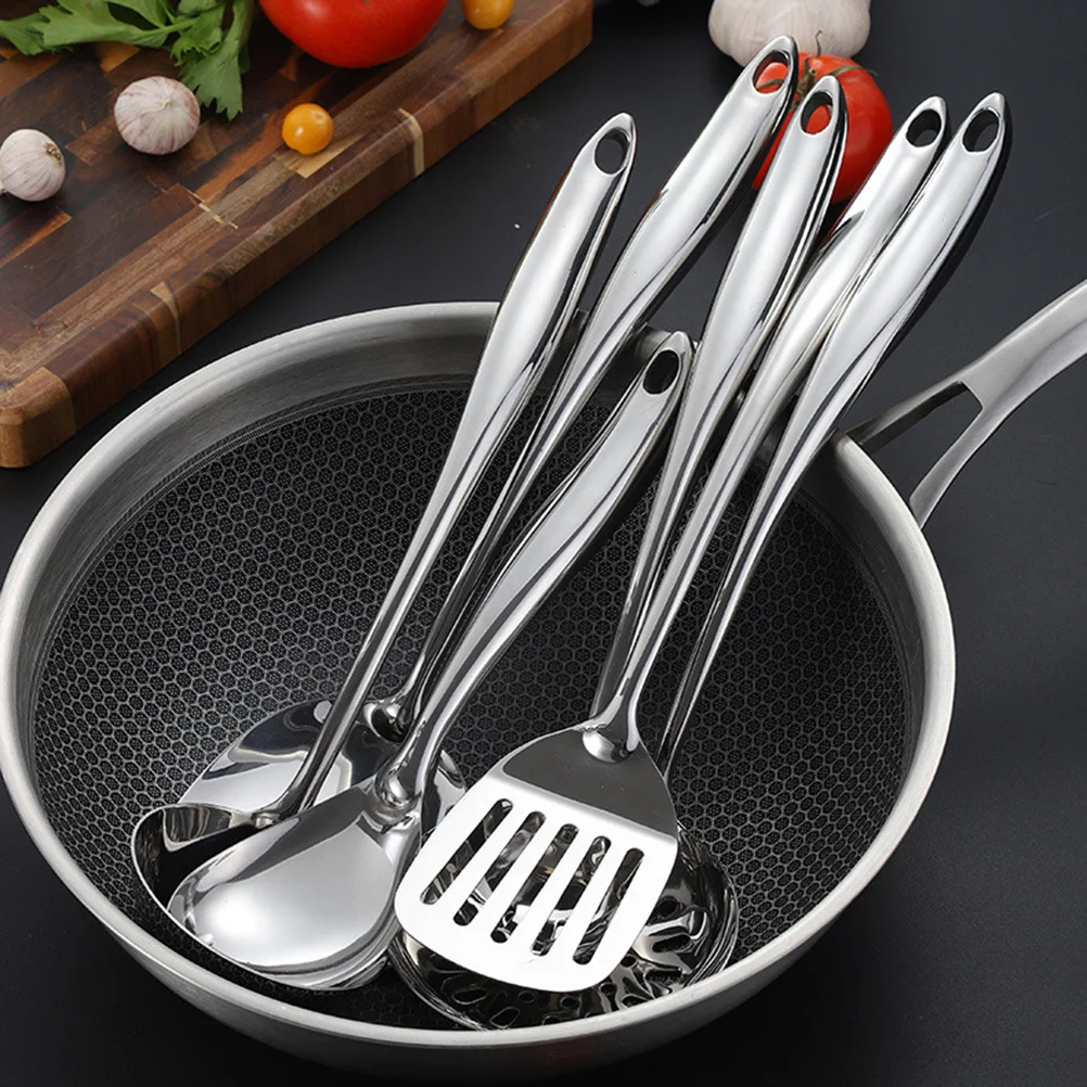

304 Stainless Steel Slotted Scoop Long Handle Kitchenware Non Stick Heat Resistant Cooking Tools Set Cooking Utensils For
