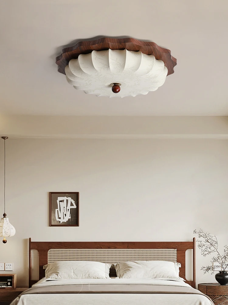 Patterned Acrylic Lampshade Walnut Color, French Retro Art Vintage, Ceiling Light for Living Room, Dining Room, Bedroom, Study