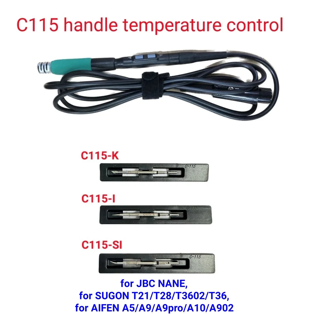 Punte di controllo della maniglia C115, maniglia T115 compatibile per JBC NANE, per SUGON t21/t28/t3602/t36, per AIFEN a2/a5/a9/a9pro/a10/a902