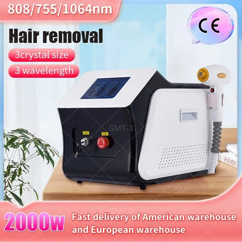 

Diode Laser Hair Removal 3 Wavelength Painless Skin Rejuvenation Equipment Max 2000w 705 1064808nm New Summer Ice Platinum