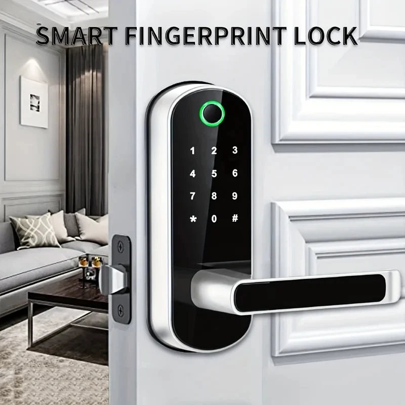 New Smart Fingerprint Door Lock with Keypad, Biometric Electronic Door Lock, Fingerprint/Password/Key Unlock for Home/Office