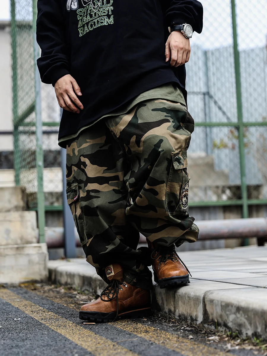 Acusa Camouflage Pure Color Workwear Multi-Pocket Long Trousers Diagonal Fabric East Coast Style Hiphop Casual Pants