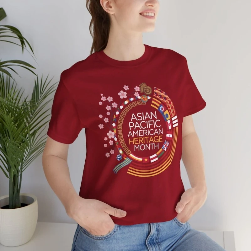 AAPI Heritage Month Unisex T-Shirt:Cultural Pride & Unity Graphic Tee High Quality Cotton Crewneck Casual Regular Short Sleeve