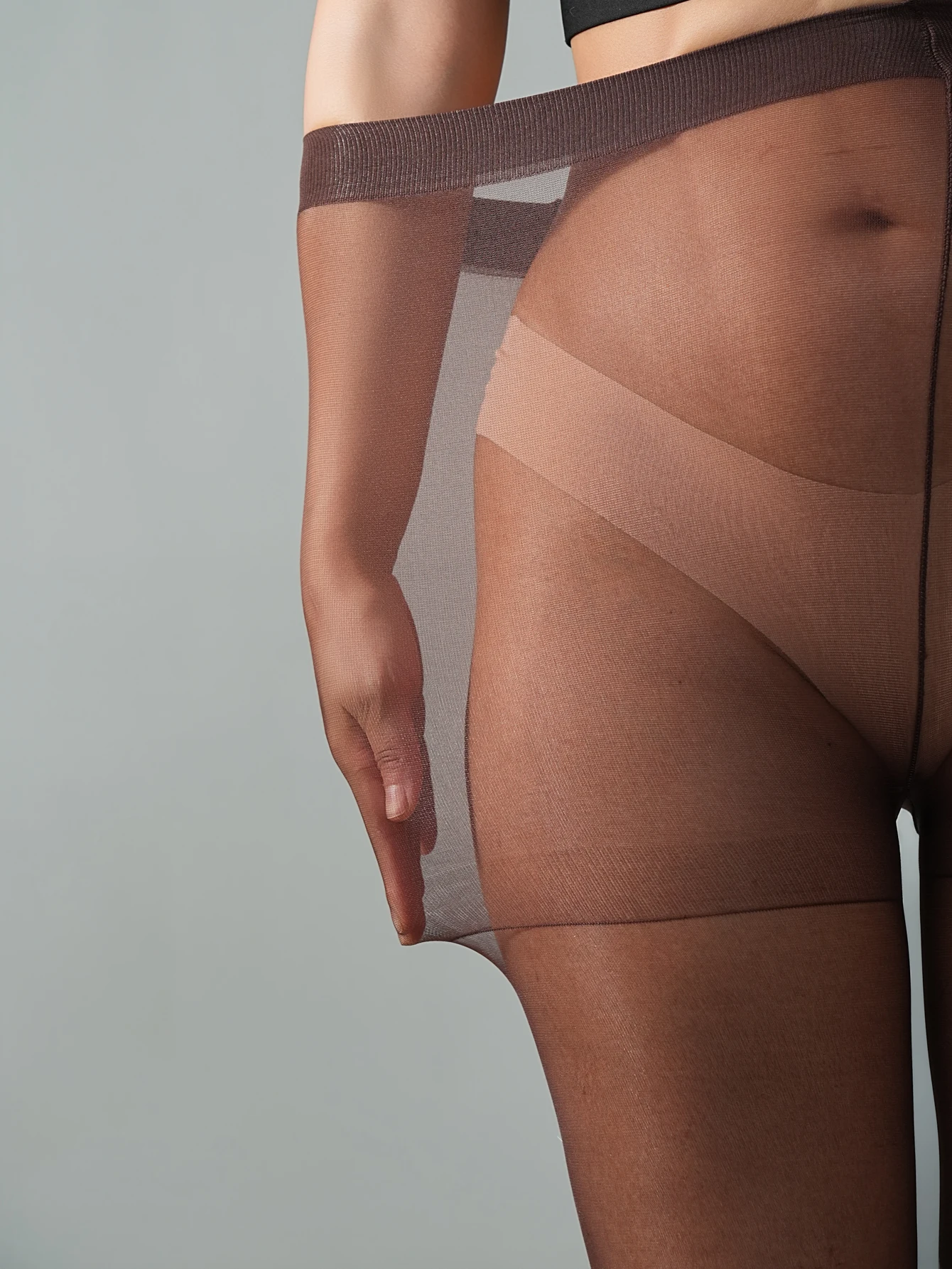 1 Paar schokoladenbraune transparente Strumpfhosen für Damen, formende Strumpfhosen mit hoher Taille, elastische Nylonstrümpfe zum Abnehmen für den täglichen Gebrauch – Detail 3
