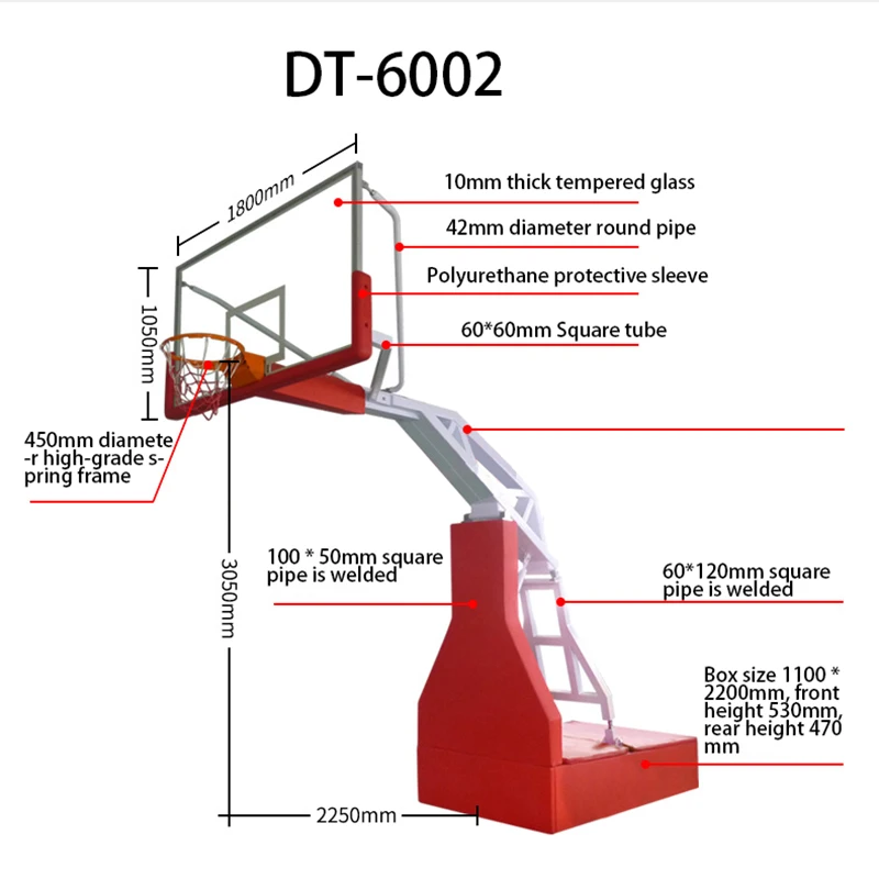 Adjustable Movable Adult Basketball Stand Foldable Hydraulic Basketball Hoop Portable Basketball System