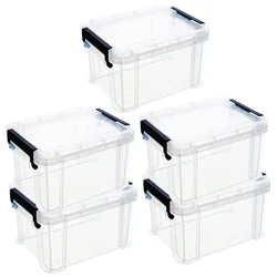 5pcs Mini Storage Bins Reusable Clear Small Storage Boxes Portable Storage Organizer