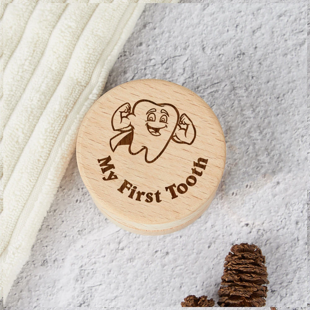 Wooden Trinket Box My First Tooth Print Baby Tooth Box Engraved Keepsake Teeth Box Preservation Lost Tooth Boxes Birthday Gifts