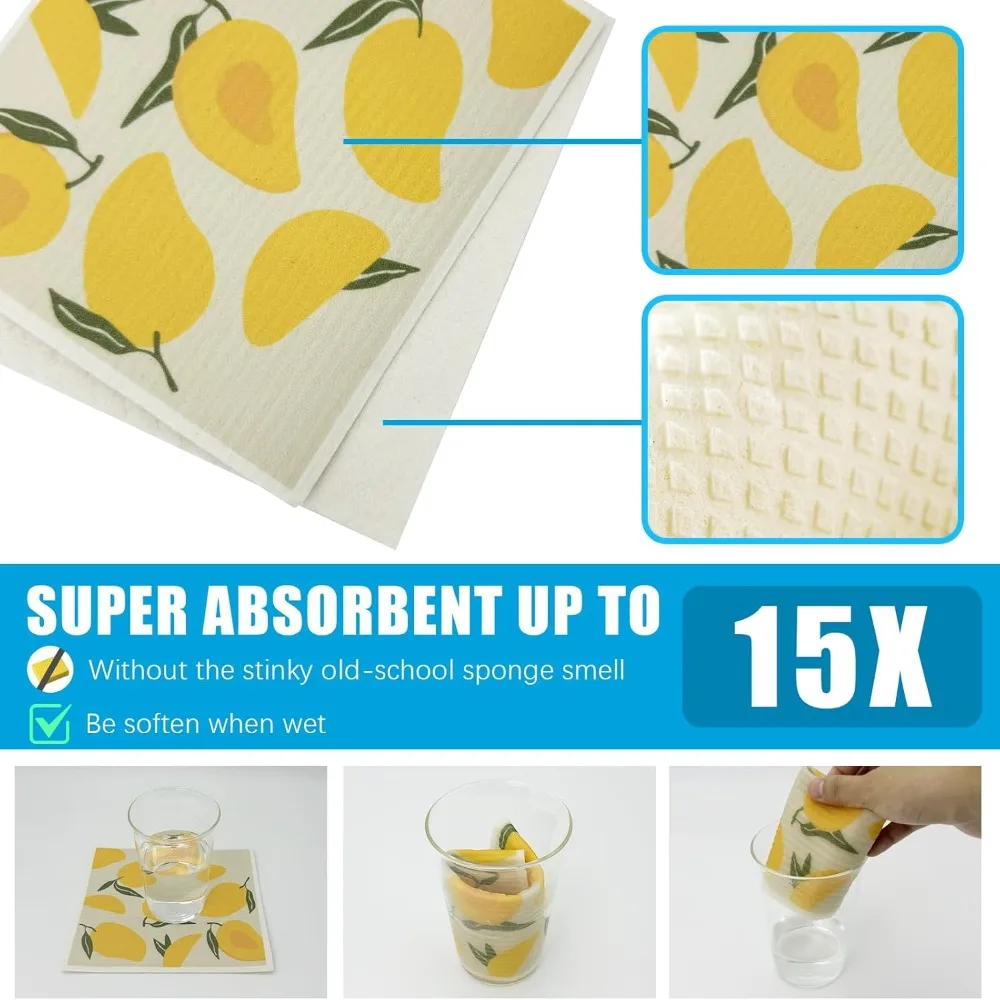 High Quality Reusable Cellulose Sponge Cloth Printing Colorful Cleaning Rag Durable Swedish Dishcloths