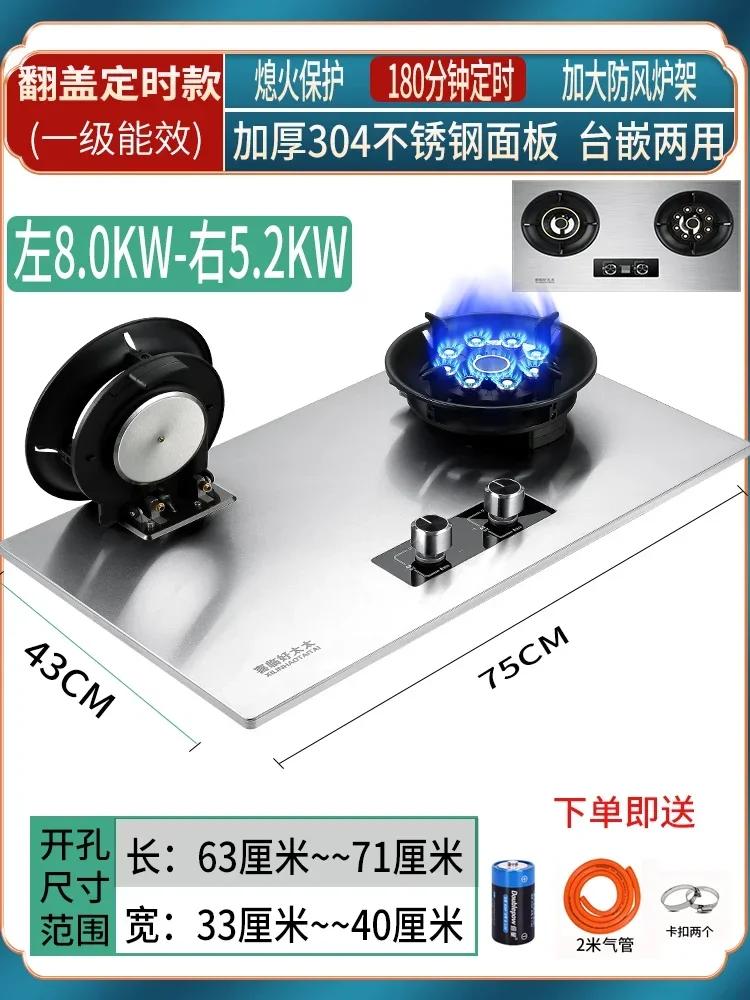 Cuisinière à Gaz Domestique en Acier Inoxydable, Double Usage Intégré