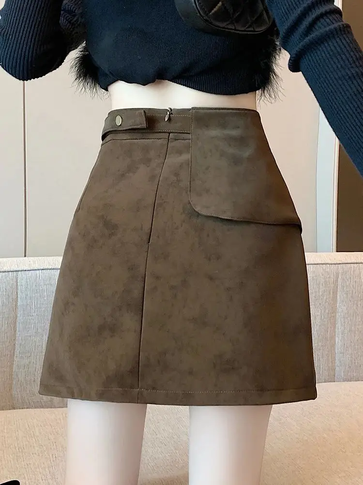 2025 Suede Skirts for Women, High Waist A-Line Mini Skirt With Security Shorts Design, Slimming & Chic Casual Style. New Arrival