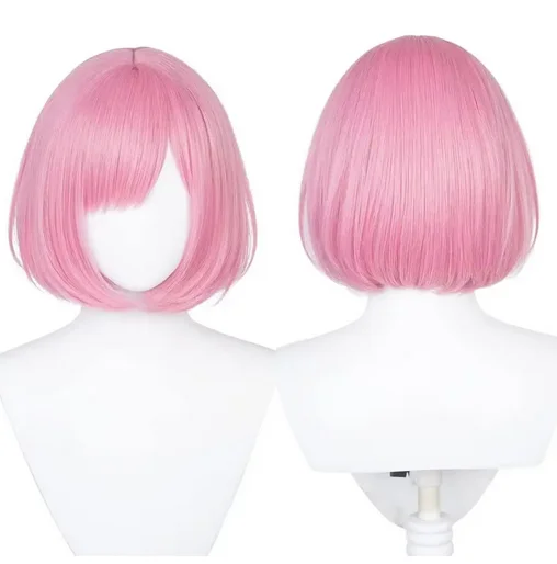 Ootori emu Cosplay Wig for Project Sekai Cosplay, Short Straight Pink Party Wigs for Women Girls Pink