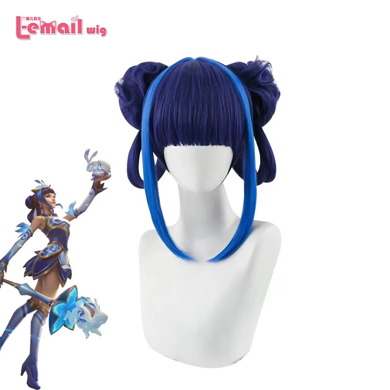 

L-email wig Synthetic Hair Game LOL Rabbit Lux Cosplay Wig 25cm Mixed Color with Hair Bag Women Wigs Heat Resistant Hair