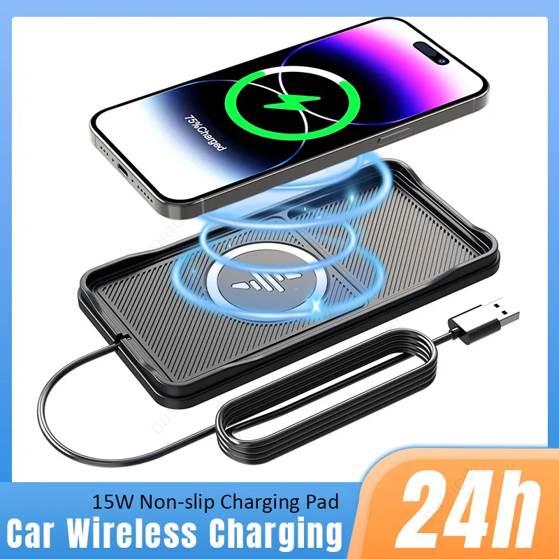 

Нескользящая автомобильная беспроводная зарядная панель для iPhone 17, 16, 15, 14, 13, 12, Pro Max, Samsung S25 S24, Xiaomi 17 Pro Max, станция быстрой зарядки