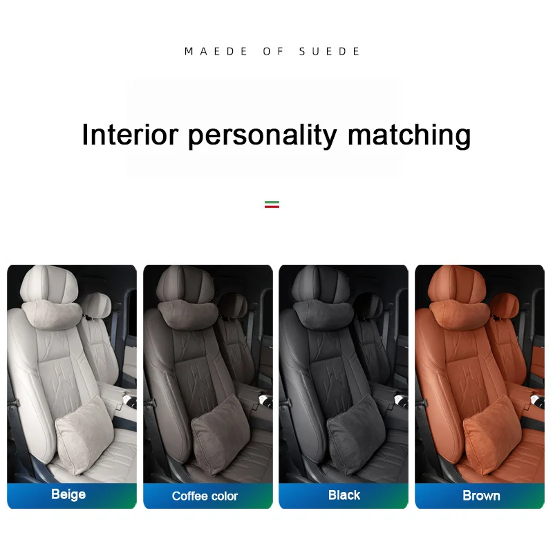 

Suede Universal Car Styling Massage Neck Waist Support Headrest Pillow Lumbar Cover Cushion Interior Decoration Car Accessories