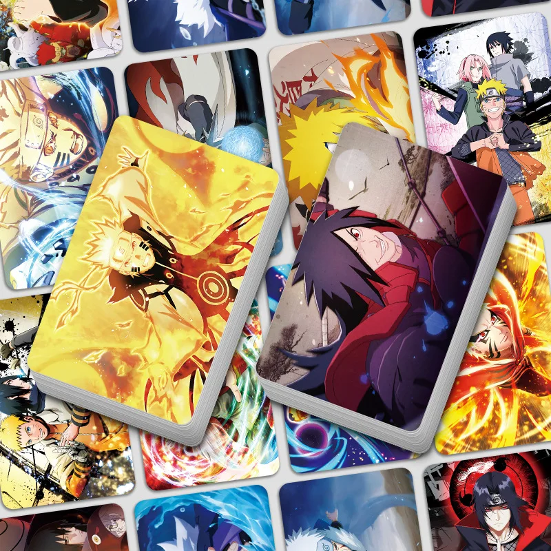 Neue Naruto Uzumaki Naruto Uchiha Sasuke 55-teilige Karten-Sammlung Hochwertige Anime-Druckkarten für Schüler und Studenten Gedenkkarten – Detail 2