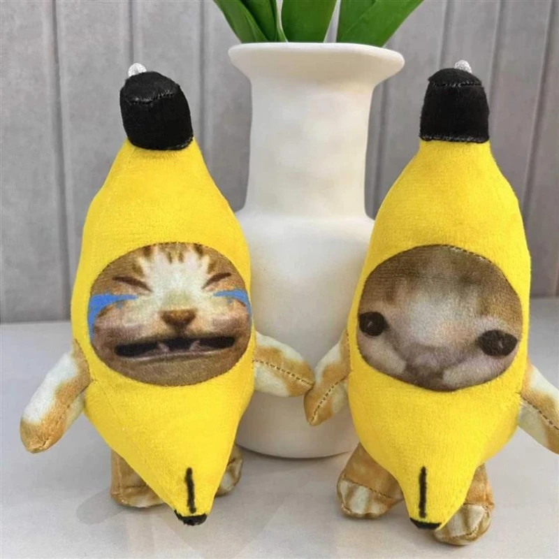 10cm/3.93in Pluszowy brelok do kluczy Banana Cat Kawaii Will Call Out Loud Stuff Doll Keyring Anime Peripherals Cute Toy Gift Ornaments