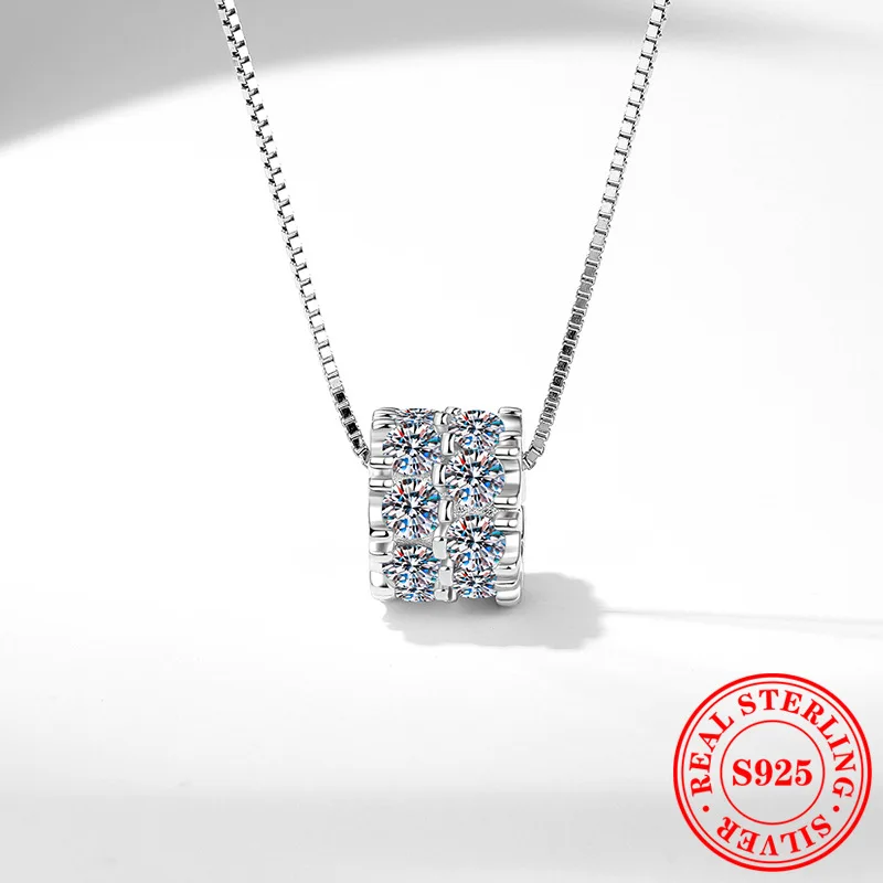 AETEEY S925 Silver Full Paved Moissanite Waist Pendant Necklace Luxury Women Clavicle Jewelry