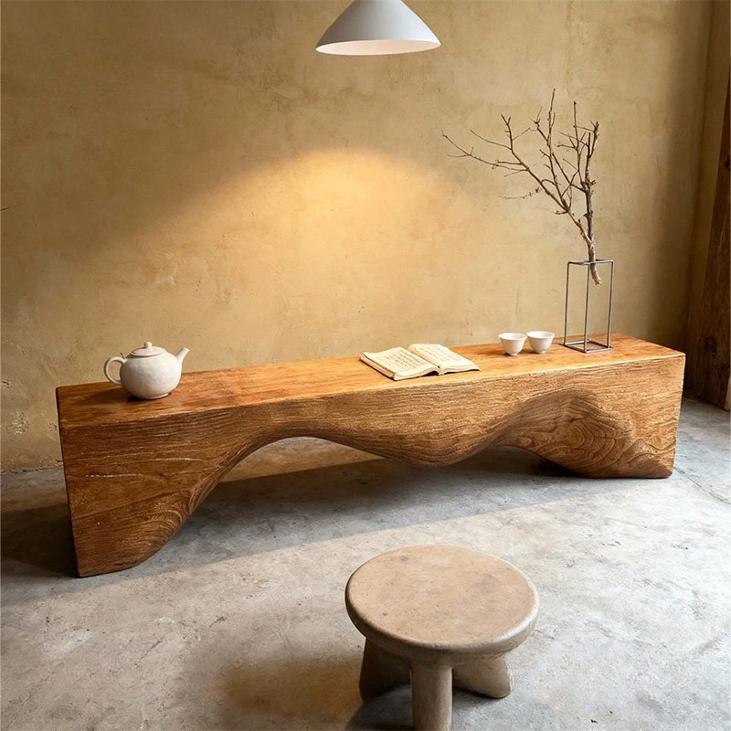 

Log bench creative TV cabinet wooden pier solid wood bench B & B hotel clothing store rest shoe change stool sitting stool
