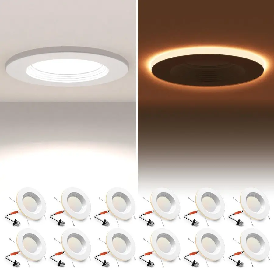 

Pack 5 6 Inch LED Can Lights with Night Light, Metal 5CCT Retrofit Recessed Lighting Selectable 2700K6000K Dimmable, 12W75W, 120