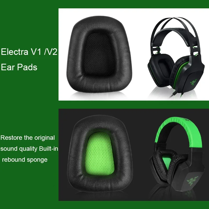 

Replacement Ear Pads Earpads Foam Cushions for Razer Electra V1 / V2 Headphones Headset High Quality Black Green 1 Pair