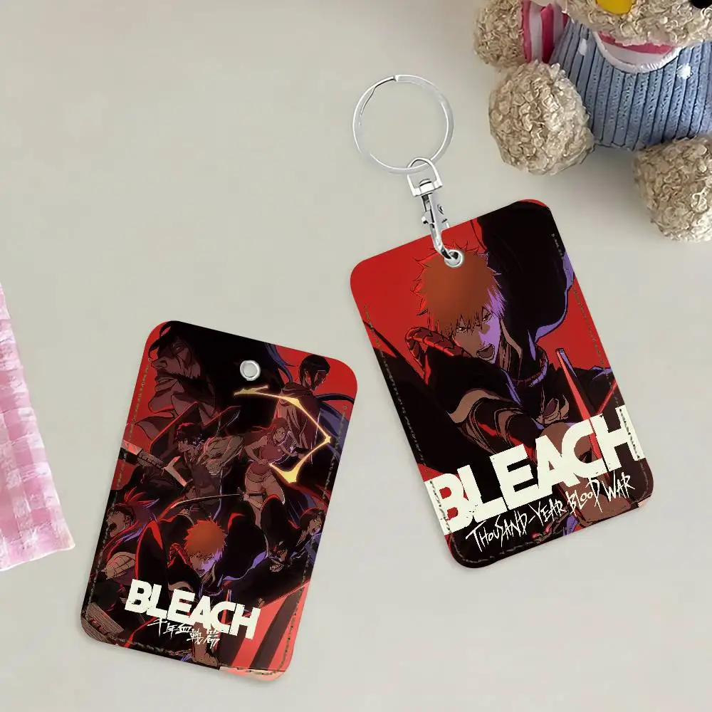 Anime Bleach Thousand-Year Blood War Card Holder Keychain Key Ring Door Lock Access Protective Case For Security Gift