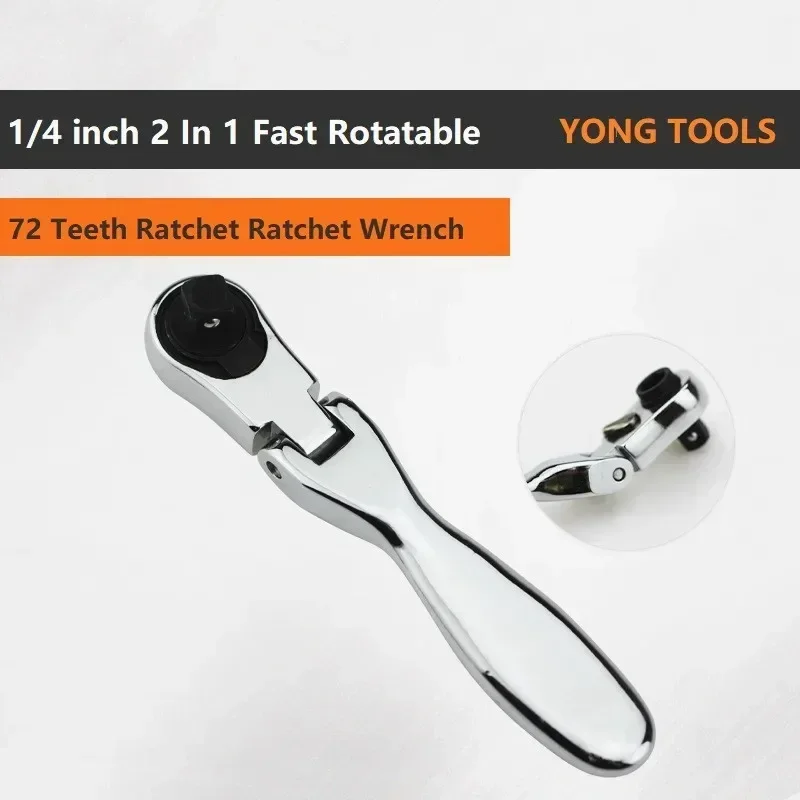 

1/4 Fast Rotatable Mini Ratchet Wrench set 72 Teeth Socket Wrench Rod Ratchet 2 In 1 Dual Head Screwdriver Quick Spanner Tool