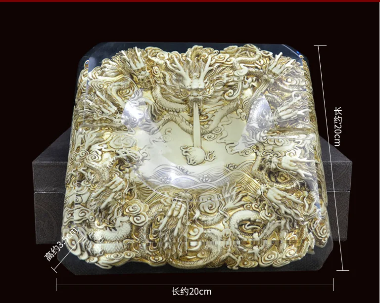 Unique- limited edition # 2020 HOME BAR Business TOP COOL-3D dragon GOOD LUCK  FENG SHUI crystal art Ashtray statue- large gift