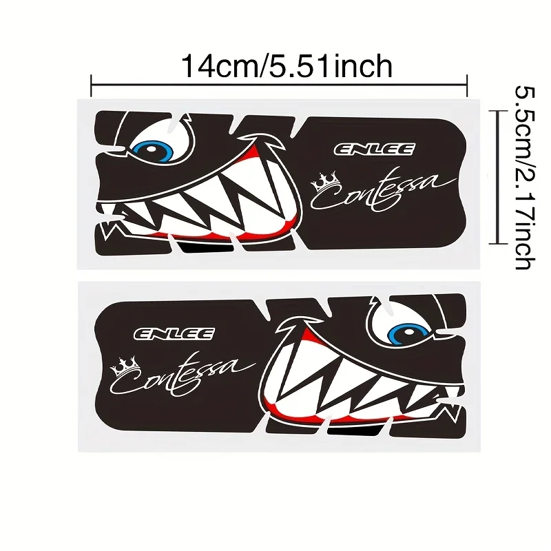 2Pcs Shark Mouth Bike Crank Arm Protective Stickers Waterproof Anti-scratch Vinyl Decals For Road Mountain Bicycle Crank Cover