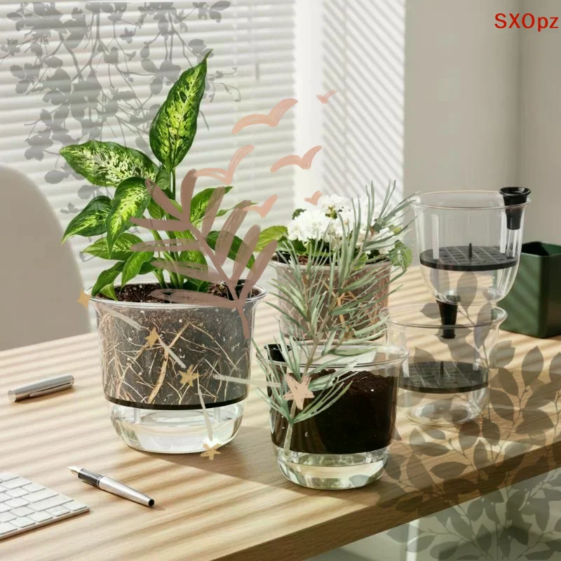 1Pcs Self-Watering Pot Pots: Indoor Plants Clear Flower Deep Reservoirs Spider Orchids