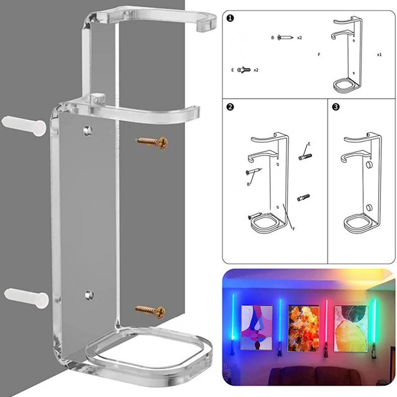 1pc Acrylic Clear Light Saber Stand Simple Sword Organizer For Exhibition Hall Restaurant Wall Mount Storage Rack With Screws
