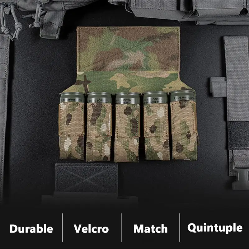 Grenade M203 Quintuple Drop Pouches, Smoke Grenade Flash Bomb Bag Military Tactical Hunting Airsoft Magazine Holder Accessory