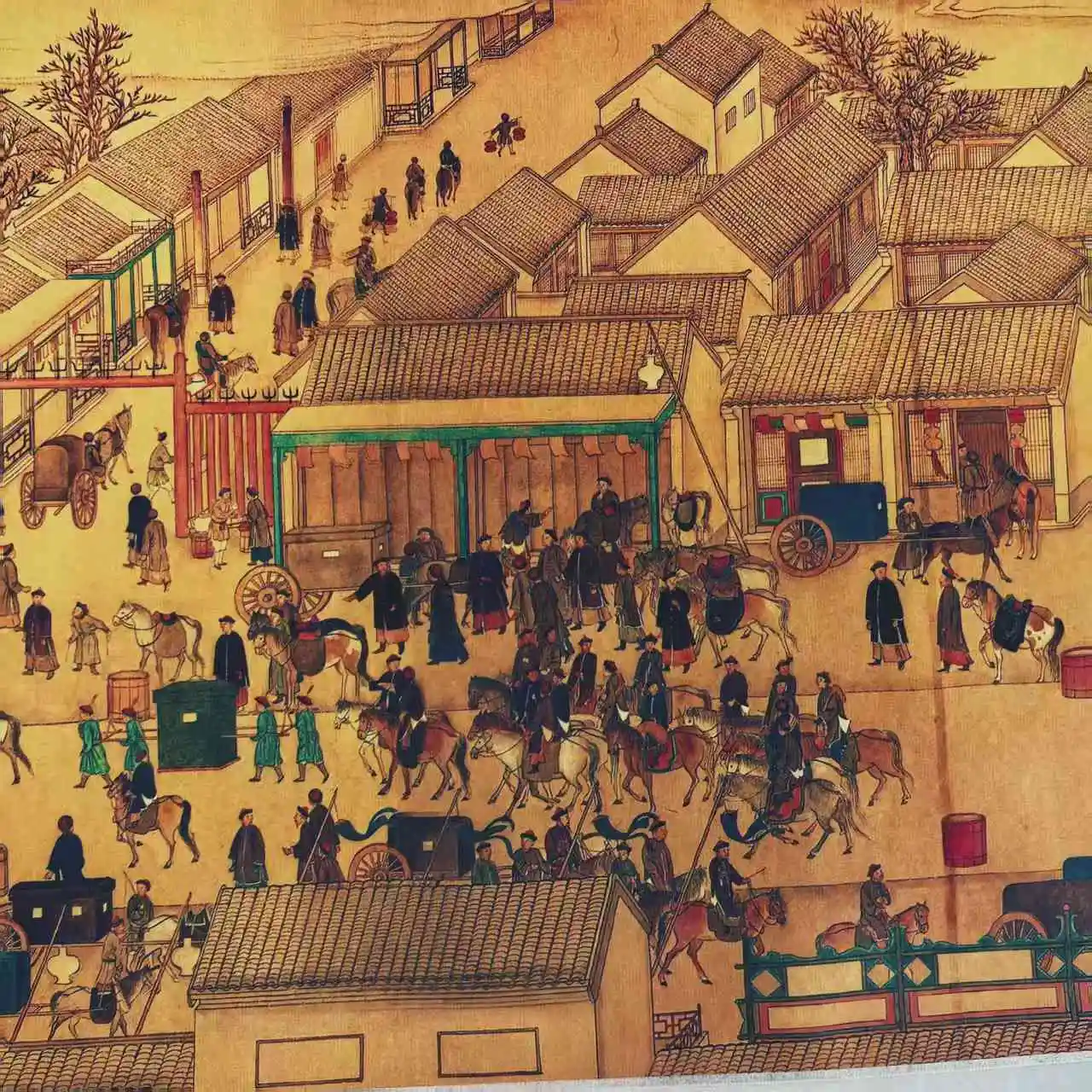 China Old long Scroll Painting , Xu Yang's Five Star Continuous Bead Chart  collectibles