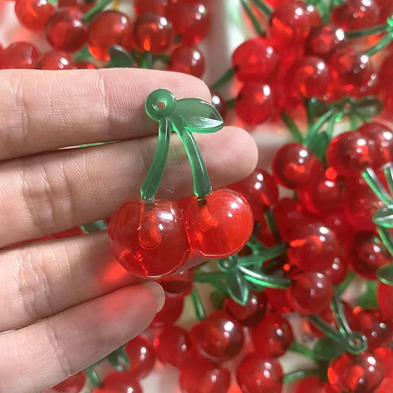 سحر قرط كرز أحمر أكريليك ، سلسلة مفاتيح أنيقة سهلة الاستخدام ، قلادة على شكل قطرة للأذني ، ملحقات صنع المجوهرات ، بيع بالجملة ، من من من من من الأكريليك