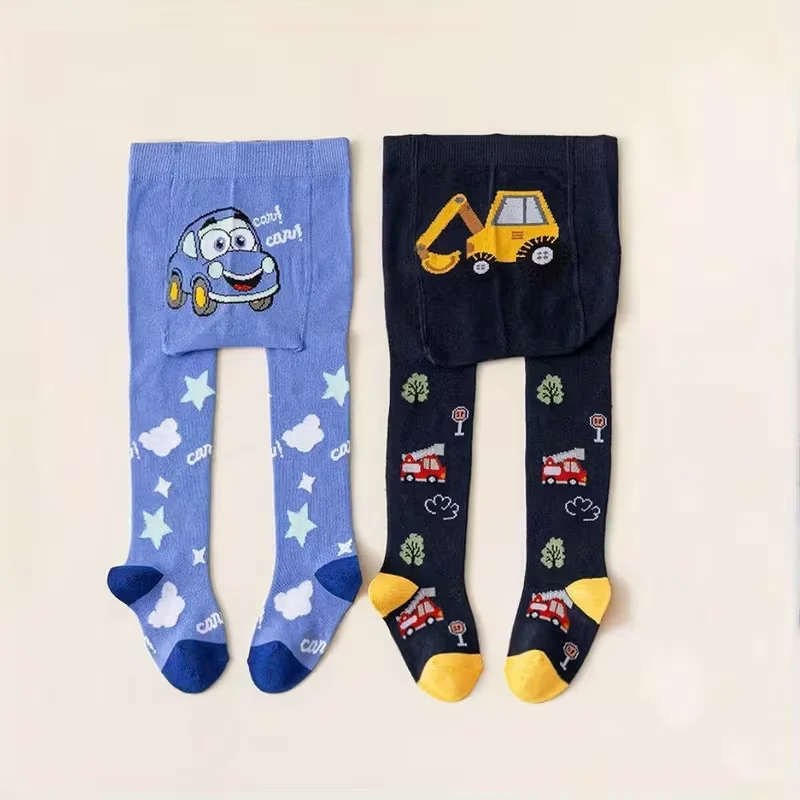2-piece soft and elastic cartoon animals and car printed leggings. Comfortable baby clothes, boy winter leggings. view 4