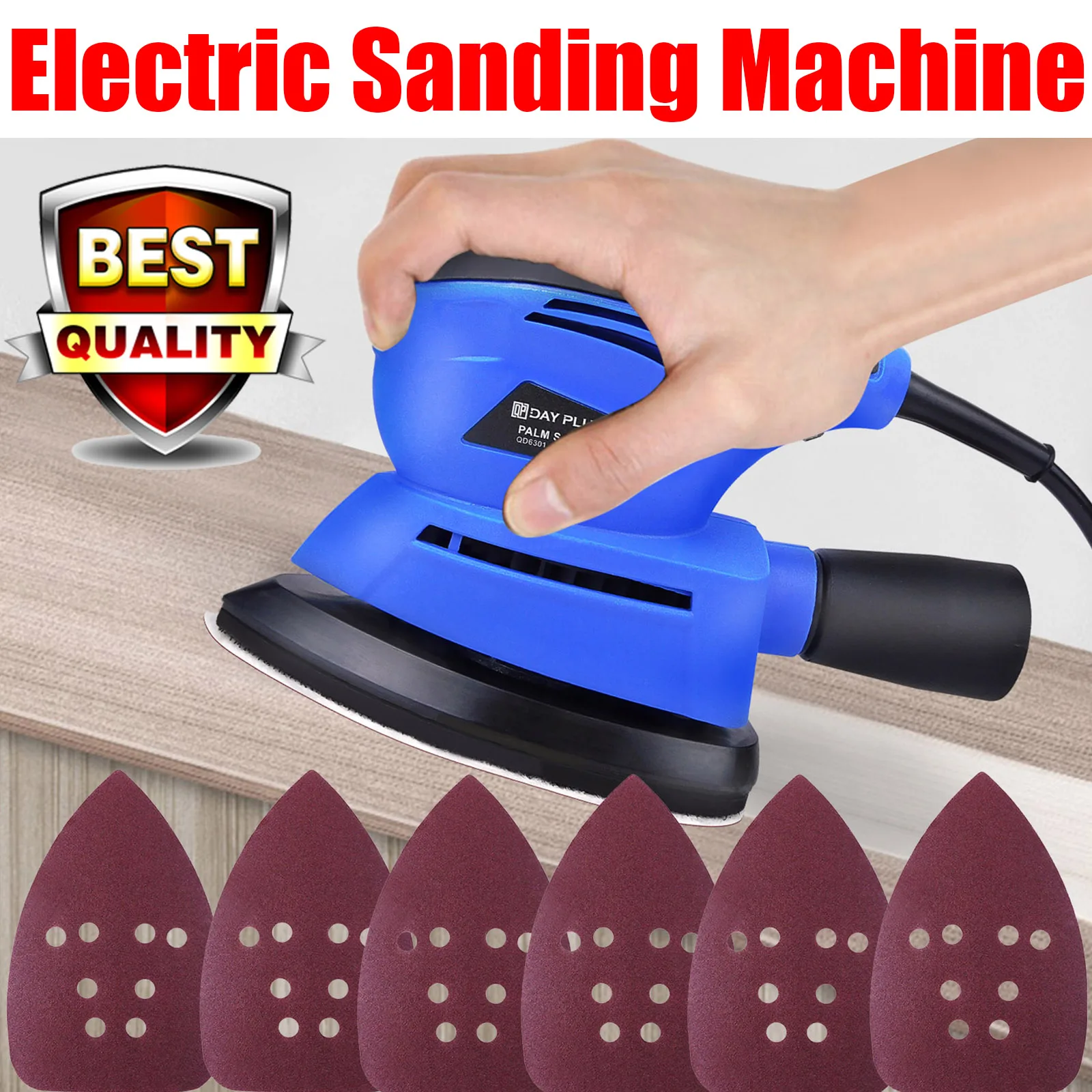 Electric Sander for Furniture Finishing Compact Mouse Orbital Sanding Tool Palm Detail Sander Decoration 12000RPM with Sandpaper