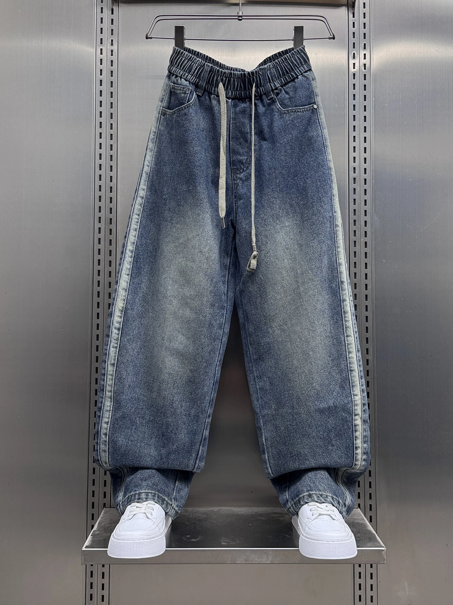 

aduated Waed Loose Men's Jeans Spring Autumn American Sle Trendy Brand Haome Wide Leg Long Pants New 2025