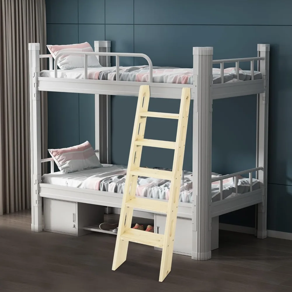 Universele 60-inch massief houten trapladder met gladde randen en hoekverbinders voor veilig, antislip klimmen en ruimte-efficiënt