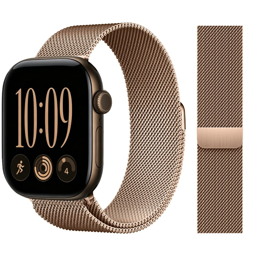 Milanese band voor Apple Watch, 46, 42, 44, 40, 45 mm, originele metalen band, geschikt voor iWatch Series 12, 11, 10, 9, 8, SE, Ultra 3, 4.