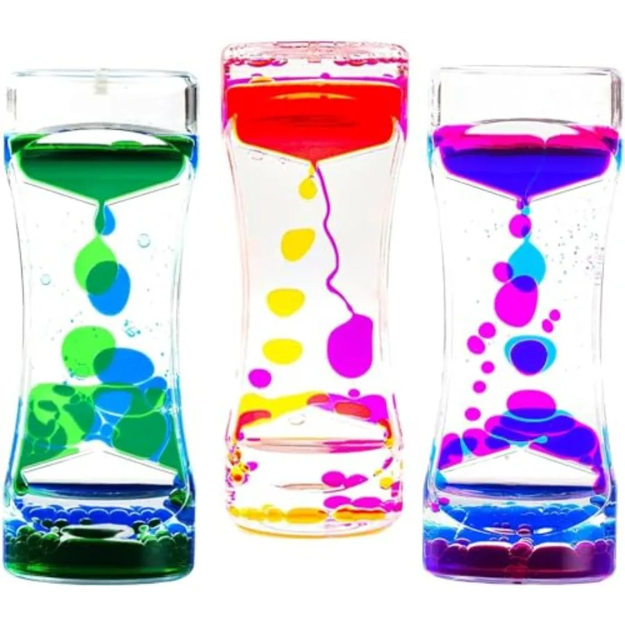 

3 Pack Calming Liquid Motion Bubbler, Hourglass Type Sensory Toys for and Adults with Autism and Anxiety, Relax and Calm Down,
