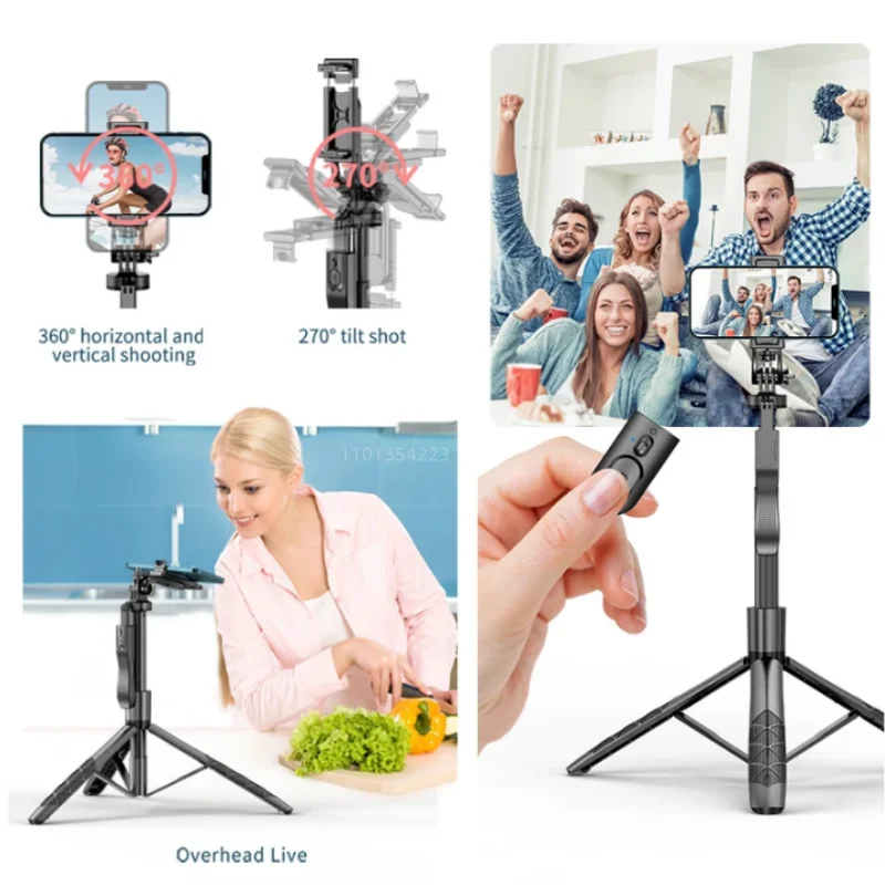 FANGTUOSI Wireless Selfie Stick Tripod 1530mm Foldable Monopod for Gopro Action Cameras Smartphones iPhone 13 14 Xiaomi