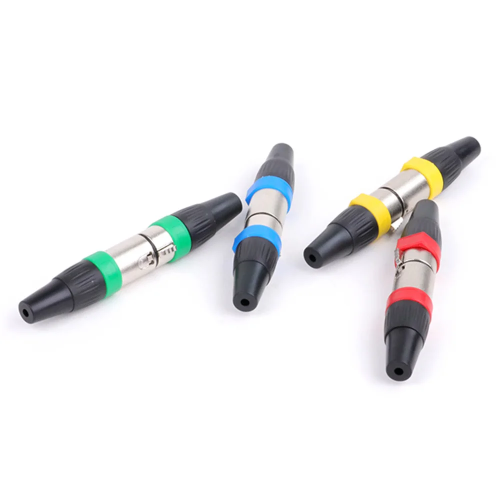 1pc XLR Female to XLR Male Plug 3-Pin Straight Cable Connector for  Microphone Speaker Audio 5 colors Metal Housing