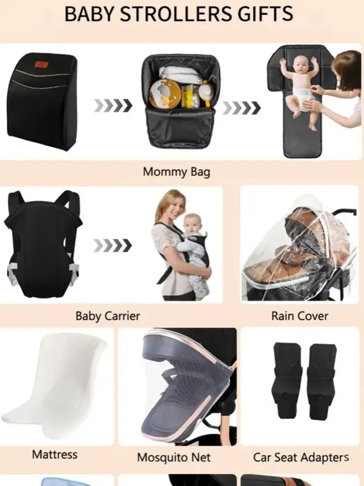 Luxe Kinderwagen 3-in-1 Baby-auto voor Kinderwagen Lichtgewicht Kinderwagen pasgeborenen kinderwagens kinderwagens Baby-autostoeltje baby buggy - afbeelding 2